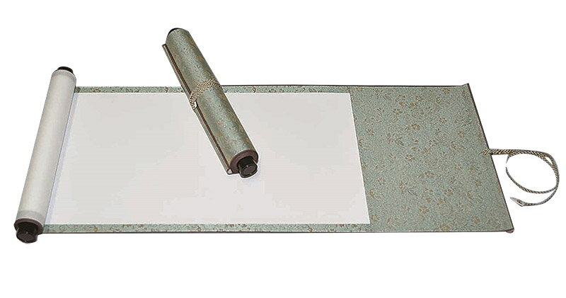 白紙 巻物 自分史 家系図に白抜趣彩軸 書画用趣彩巻物受注後生産商品"白紙巻物自分史家系図に白抜趣彩軸書画用趣彩巻物"