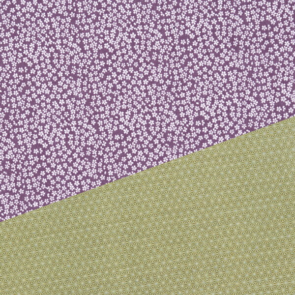 風呂敷 両面染めふろしき綿有職小紋両面ふろしき小桜×麻葉（紫×利休） 中巾（50cm）ギフト お祝い 内祝 結婚 出産 お返し 風呂敷バッグ エコバッグ 内祝 結婚祝　お祝い 長寿 引出物