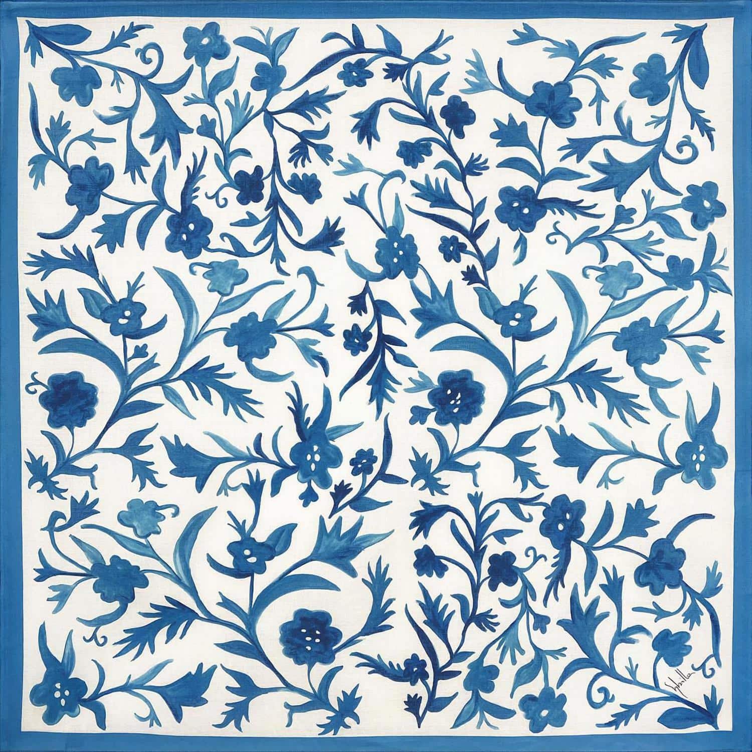 綿撥水風呂敷 ふろしき メール便対応 シビラ イリス ブルー 110cm IRIS Sybilla 刺繍名入れ対応 三巾 内祝 結婚祝 お祝い 長寿 引出物 お返し 【無料ギフト対応】