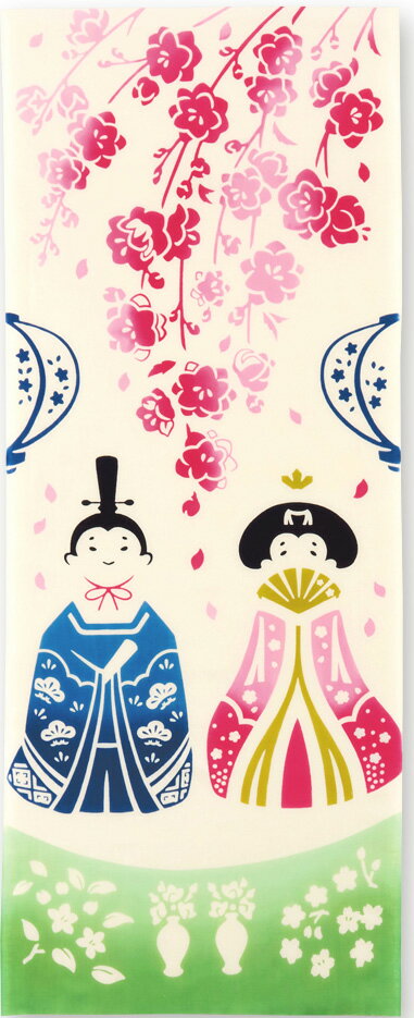 日本製 手ぬぐい 日本手拭い 気音間 花雛 ひな祭り 桃の節句 春の手ぬぐい 手拭い 注染染め 【メール便対応】のサムネイル
