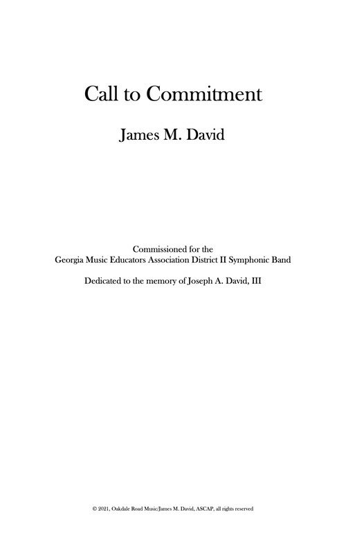 Rakuten - (楽譜) コール・トゥ・コミットメント / 作曲：ジェイムズ・デヴィッド (吹奏楽)(フルスコアのみ)【※必ずページ内に記載の納期をご確認ください】