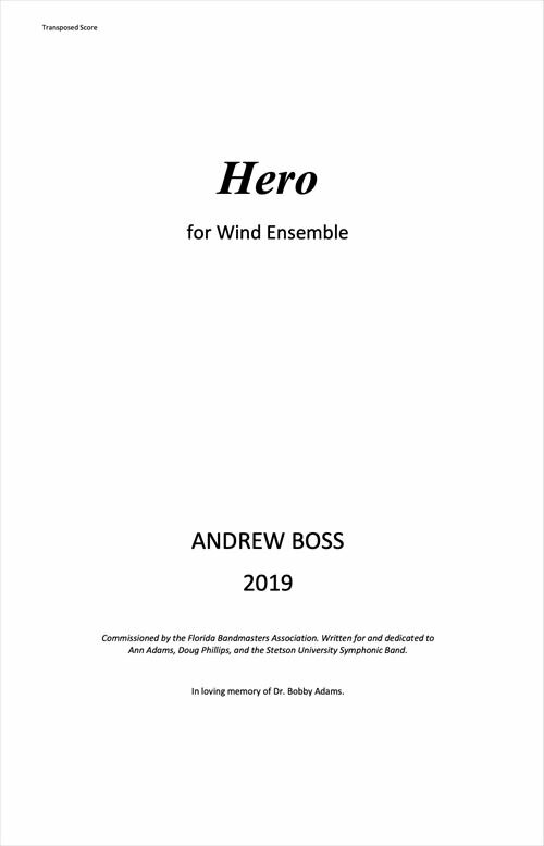 (楽譜) 英雄 / 作曲：アンドリュー・ボス(吹奏楽)(フルスコアのみ)【※必ずページ内に記載の納期をご確..