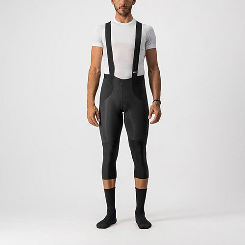 Castelli カステリ メンズ サイクルビブタイツ Sorpasso RoS Bib Knicker(Black) /ニッカー ビブ 3/4ビブ 防風 撥水 フリース 秋・冬