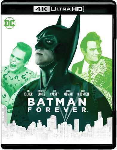◆タイトル: Batman Forever◆現地発売日: 2019/06/04◆レーベル: Warner Home Video◆その他スペック: 4Kマスター/Blu-ray付き 輸入盤DVD/ブルーレイについて ・日本語は国内作品を除いて通常、収録されておりません。・ご視聴にはリージョン等、特有の注意点があります。プレーヤーによって再生できない可能性があるため、ご使用の機器が対応しているか必ずお確かめください。詳しくはこちら ◆言語: 英語 ◆収録時間: 121分※商品画像はイメージです。デザインの変更等により、実物とは差異がある場合があります。 ※注文後30分間は注文履歴からキャンセルが可能です。当店で注文を確認した後は原則キャンセル不可となります。予めご了承ください。Val Kilmer takes up the cape and cowl with heroic aplomb, but, even with the arrival of costumed partner Robin (Chris O'Donnell), can Batman tackle the dual menace of dichotomous do-badder Two-Face (Tommy Lee Jones) and that prince of puzzles, the Riddler (Jim Carrey)? Thrilling third entry in the series also stars Nicole Kidman, Michael Gough; directed by Joel Schumacher. 122 min. Widescreen; Soundtrack: English. Two-disc set.Batman Forever 4K UHD ブルーレイ 【輸入盤】