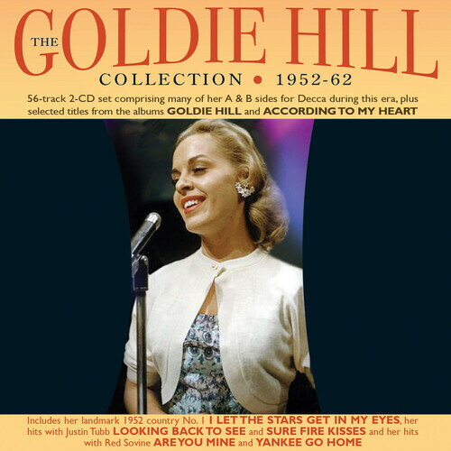 ◆タイトル: Collection 1952-62◆アーティスト: Goldie Hill◆現地発売日: 2021/05/07◆レーベル: AcrobatGoldie Hill - Collection 1952-62 CD アルバム 【輸入盤】※商品画像はイメージです。デザインの変更等により、実物とは差異がある場合があります。 ※注文後30分間は注文履歴からキャンセルが可能です。当店で注文を確認した後は原則キャンセル不可となります。予めご了承ください。[楽曲リスト]1.1 Why Talk to My Heart 1.2 Don't Send Me No More Roses 1.3 I Let the Stars Get in My Eyes 1.4 Waiting for a Letter 1.5 I'm Yvonne (On the Bayou) 1.6 Say Big Boy 1.7 I'm the Loneliest Gal in Town 1.8 My Love Is a Flame (You Are to Blame) 1.9 Let Me Be the One 1.10 I'm Yesterday's Girl 1.11 Am I Still Your Baby 1.12 Liquor and Women 1.13 Young at Heart 1.14 Make Love to Me 1.15 Looking Back to See 1.16 I Miss You So 1.17 Cry, Cry Darling 1.18 Call Off the Wedding 1.19 Treat Me Kind 1.20 Please Don't Betray Me 1.21 Fickle Heart 1.22 Sure Fire Kisses 1.23 Ko Ko Mo (I Love You So) 1.24 Are You Mine 1.25 Ain't Gonna Wash My Face (For a Month) 1.26 Why Don't You Let Me Go 1.27 Steel Guitar 1.28 Second Chance 2.1 I'm Beginning to Feel Mistreated 2.2 Sample My Kissin' 2.3 Footsteps 2.4 New Names New Faces 2.5 A Wasted Love Affair 2.6 Cleanin' House 2.7 It's Only a Matter of Time 2.8 Till I Said It to You 2.9 Yankee Go Home 2.10 What's Happened to Us 2.11 Honky Tonk Music 2.12 It's Here to Stay 2.13 Twice As Blue 2.14 Living Alone 2.15 Your Love Came Into My Heart 2.16 It's a Lovely, Lovely World 2.17 Live for Tomorrow 2.18 Many Lies Ago 2.19 The Door Step to Heaven 2.20 Don't Just Stand There 2.21 Driftwood on the River 2.22 I Slipped Off My Wedding Ring 2.23 It's So Lonely on My Side of the Sea 2.24 Missing Loving Missing Livin' Missing You 2.25 You're Looking for An Angel 2.26 According to My Heart 2.27 I've Got a New Heartache 2.28 As Far As I'm ConcernedGoldie Hill, who was always dubbed on her record labels in her early years as The Golden Hillbilly, was a pioneer in country music, in that she was one of the first female solo artists to rise to prominence in the USA, and was one of the first women to top the US Country charts when she went to No. 1 in 1953 with I Let The Stars Get In My Eyes, and along with artists like Kitty Wells and Jean Shepard made a significant breakthrough for female country singers. Born Argolda Voncile Hill in Texas in 1933, she performed on the Louisiana Hayride, which got her a contract with Decca. This 56-track 2-CD set comprises a significant proportion of her A & B sides for Decca during this era, plus selected titles from the albums Goldie Hill and According To My Heart, released during these years. It includes her landmark 1953 country No. 1 I Let The Stars Get In My Eyes, along with her hits with Justin Tubb Looking Back To See and Sure Fire Kisses and her hits with Red Sovine Are You Mine and Yankee Go Home. She was an archetypal country performer of this era, interpreting songs by some of the genre's finest writers, and this collection is an enjoyable introduction to her work