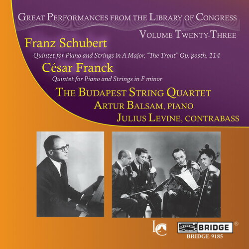 Schubert / Franck / Budapest String Quartet - Great Performances from the Library of Congress 23 CD アルバム 【輸入盤】