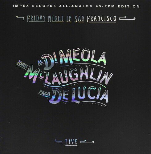 ◆タイトル: Friday Night In San Francisco◆アーティスト: Al Di Meola / John McLaughlin / Paco De Lucia◆現地発売日: 2020/01/17◆レーベル: Impex Records◆その他スペック: 180グラム/45回転/Limited Edition (限定版)Al Di Meola / John McLaughlin / Paco De Lucia - Friday Night In San Francisco LP レコード 【輸入盤】※商品画像はイメージです。デザインの変更等により、実物とは差異がある場合があります。 ※注文後30分間は注文履歴からキャンセルが可能です。当店で注文を確認した後は原則キャンセル不可となります。予めご了承ください。[楽曲リスト]