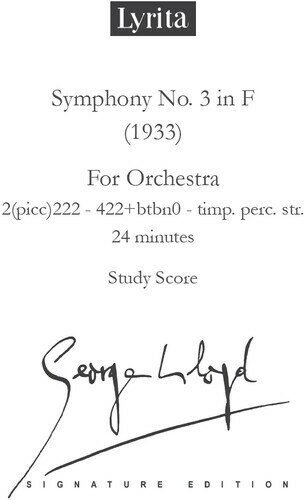 George Lloyd - Lloyd: Symphony No. 3 - Study Score CD アルバム 【輸入盤】