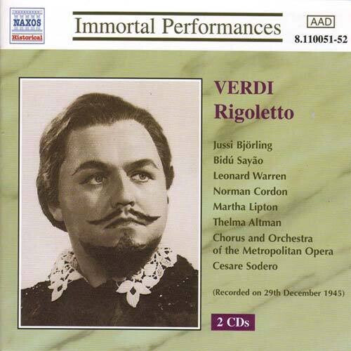 Verdi - Verdi: Rigoletto (Bjorling Sayao Warren) (1945) CD Ao yAՁz