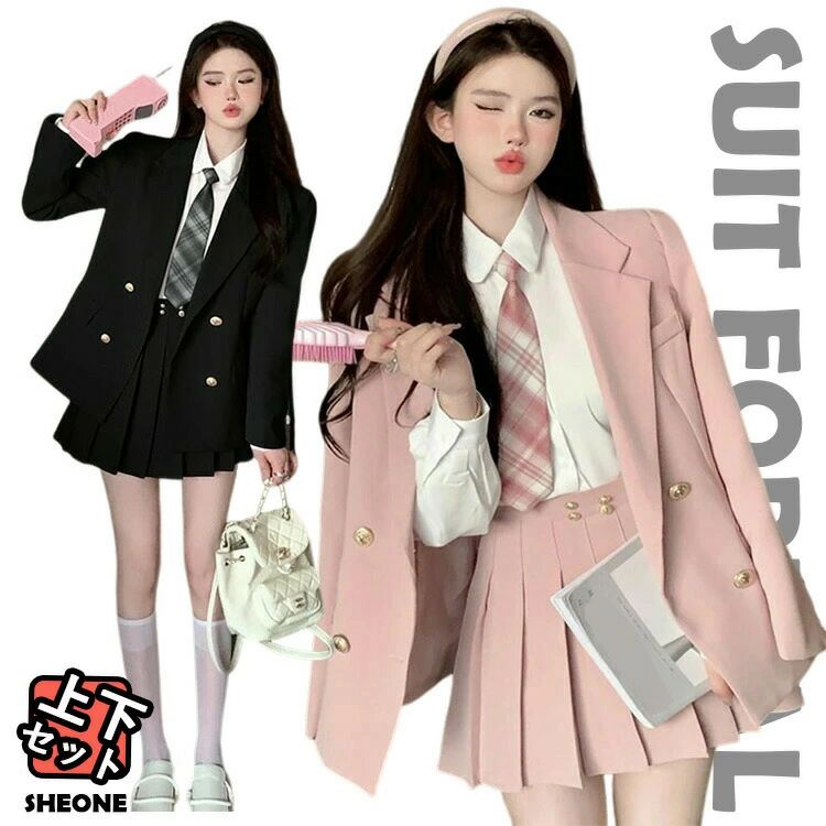 Rakuten - CHAKU LOVE 卒業式 スーツ 女の子 卒服 女の子 韓国 ブレザー 制服 4点セット ピアノ発表会 スーツ フォーマルスーツ ゆったりサイ