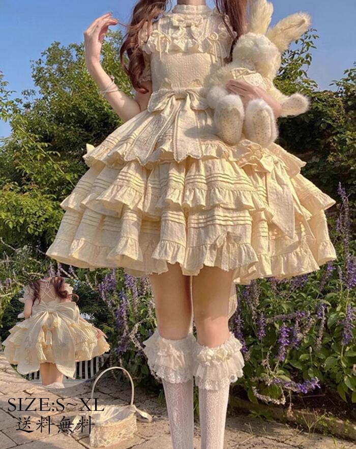切り替え風 ウエディングドレス ロリータ風 ワンピ 花嫁洋服 Lolita コスチューム 衣装 ワン ...