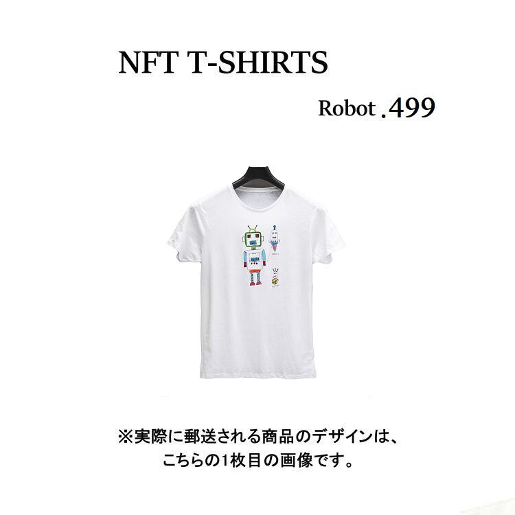 Robot499 NFT Tシャツ wearable社オリジナル ビッグTシャツ ジム ヨガ ランニング ダンス 白 ロゴ 吸水速乾 ゆったり スポーツウェア 子供が描いた絵 デザイン ロボット