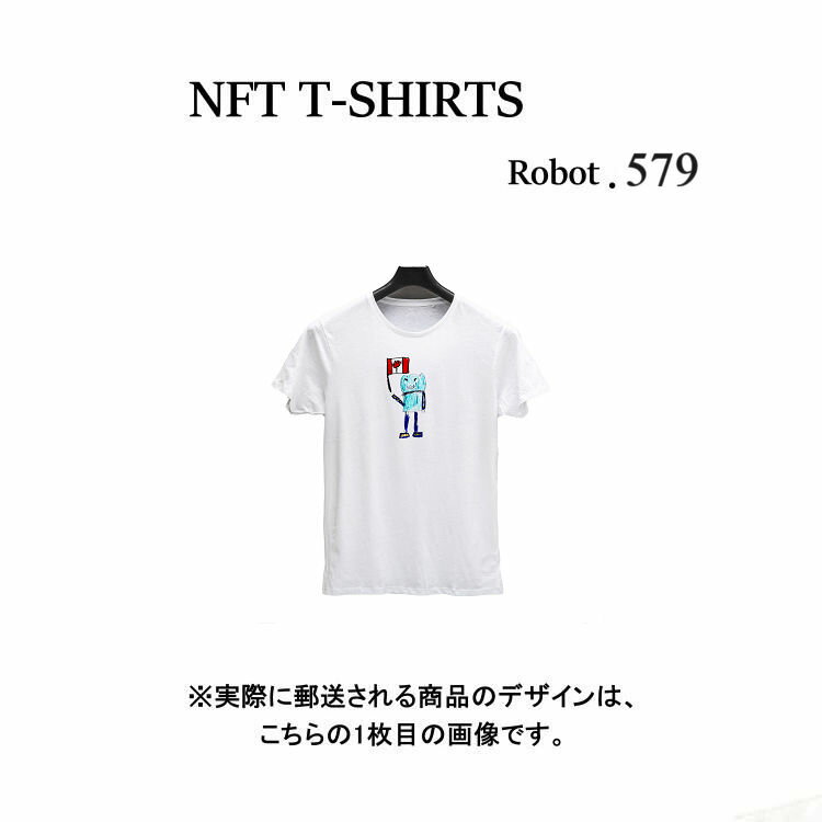 Robot579 NFT Tシャツ wearable社オリジナル ビッグTシャツ ジム ヨガ ランニング ダンス 白 ロゴ 吸水速乾 ゆったり スポーツウェア 子供が描いた絵 デザイン ロボット
