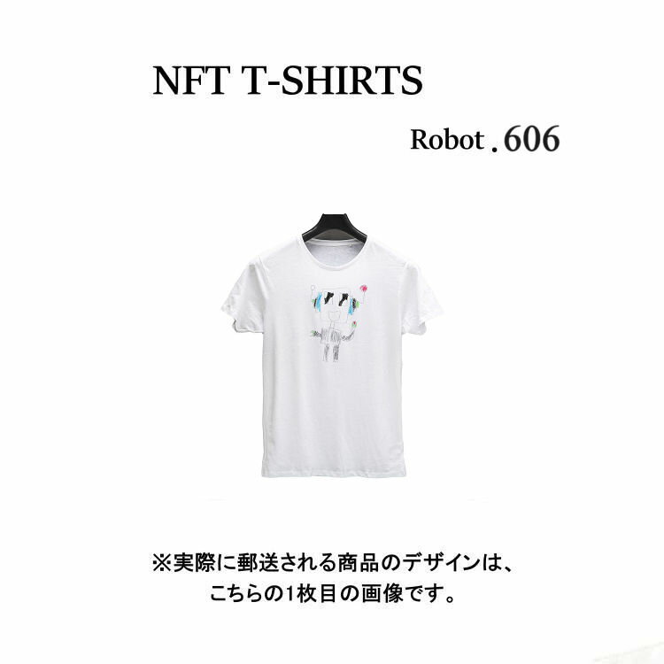 Robot606 NFT Tシャツ wearable社オリジナル ビッグTシャツ ジム ヨガ ランニング ダンス 白 ロゴ 吸水速乾 ゆったり スポーツウェア 子供が描いた絵 デザイン ロボット