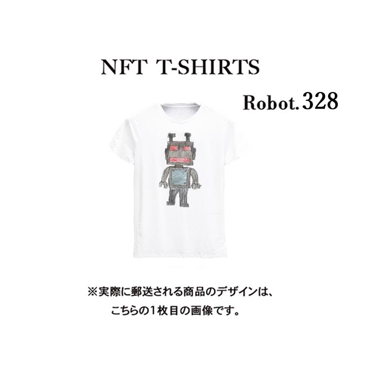 Robot328 NFT Tシャツ wearable社オリジナル ビッグTシャツ ジム ヨガ ランニング ダンス 白 ロゴ 吸水速乾 ゆったり スポーツウェア 子供が描いた絵 デザイン ロボット ユニセックス