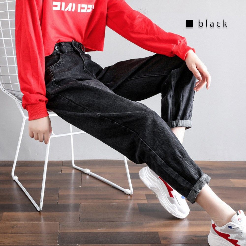 Straight Jeans - 【＼クーポン利用で20%OFF!／】 ジーンズ レディース ゆったりデニム ファッション ゴム スキニーデニム 冬 スキニーパンツ ストレート ワイドパンツ 夏 春 ジーパン ダメージ 50代 デニム 伸縮 デニムパンツ 秋 ゆったり 大きいサイズ パンツ 40代