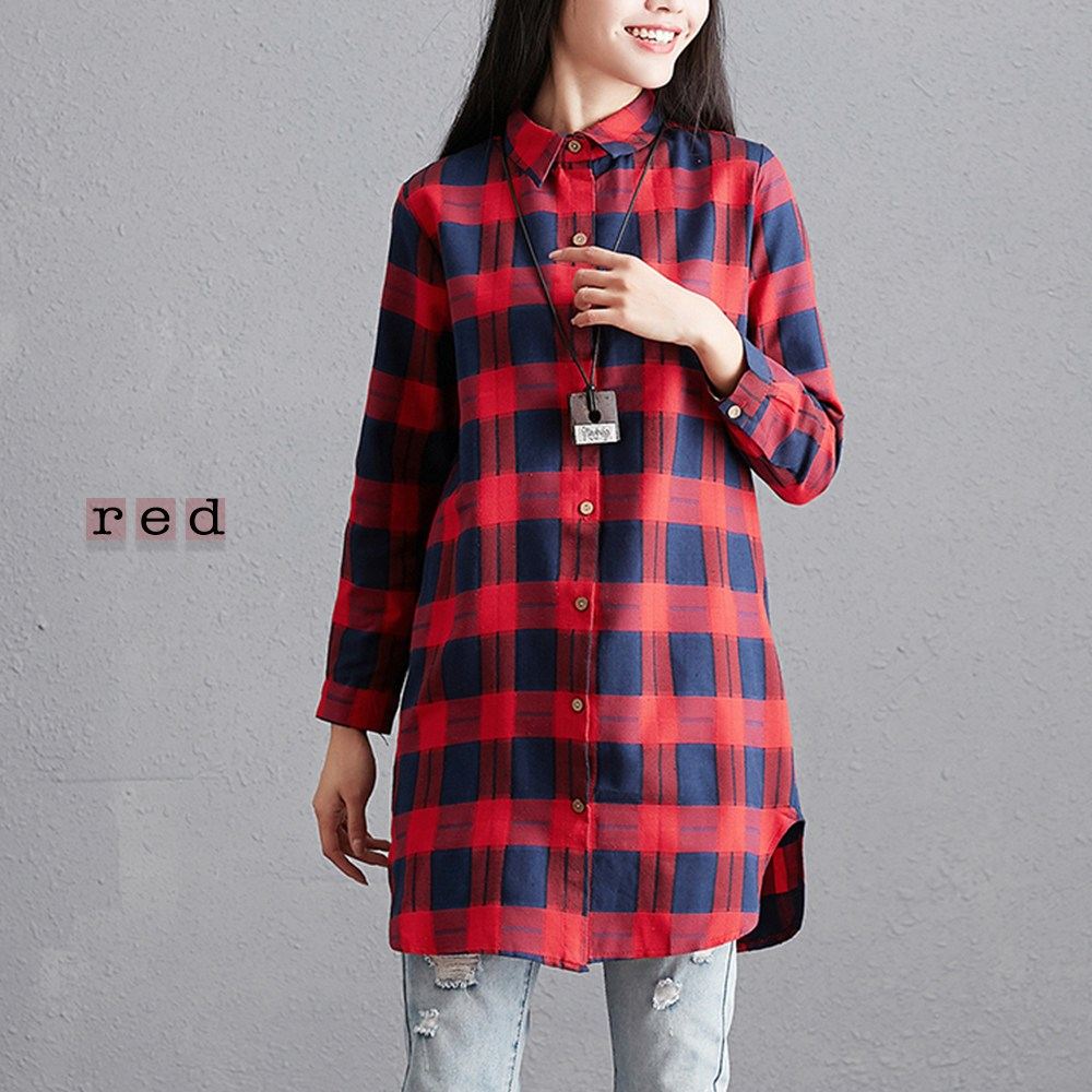 Long-Sleeved - 【＼クーポン利用で20%OFF!／】 シャツ レディース ミディアムチェックシャツ ロゴ 大人 ブランド 秋 かわいい 春 麻 形態安定 襟付き ブラウス カジュアル 事務服 暖かい 長袖 おしゃれ スポーツ ゆったり しわになりにくい Tシャツ 冬 厚手 オフィス