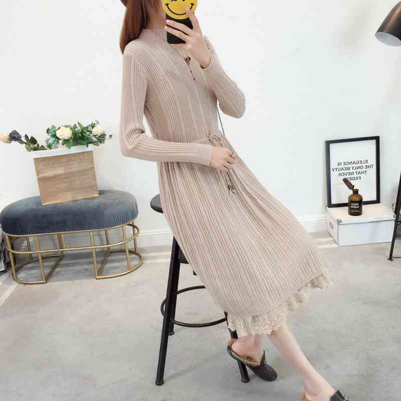 【＼クーポン利用で20%OFF!／】 ワンピース レディース 20代 大人 アウトドア Aライン 体感 トップス 冬 秋 春 韓国 厚手 きれいめ カジュアル しっかり 40代 ニット 白 かわいい スカート ネック 大きいサイズ 人気 ロング 安い 50代 ブランド 長袖 黒 前開き