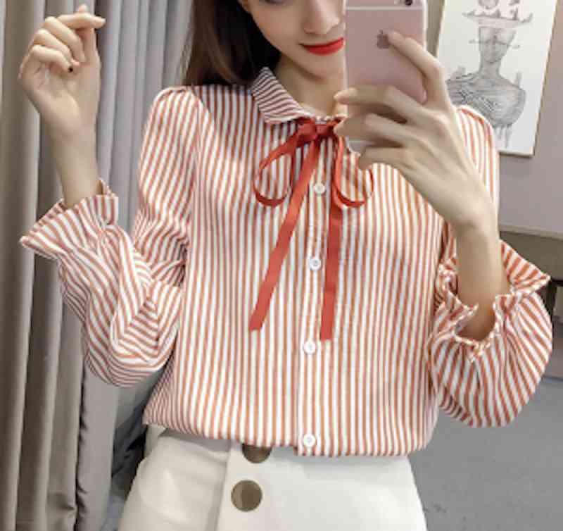 Rakuten - 【＼クーポン利用で20%OFF!／】 ブラウス レディース フリル Tシャツ 白 シフォン 50代 冬 カットソー 高品質 長袖 事務服 春 きれいめ シャツ ノーアイロン スーツ レース ワンピース ブランド フォーマル おしゃれ 人気 厚手 ボウタイ 黒 カジュアル 秋