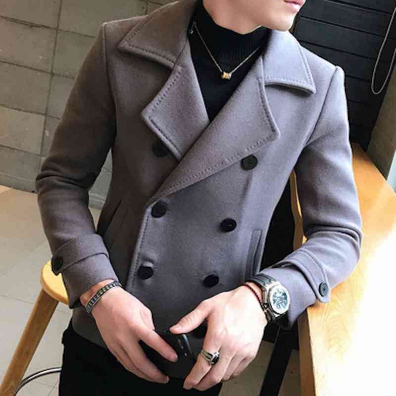 ピーコートメンズ学生冬ロングチェス...