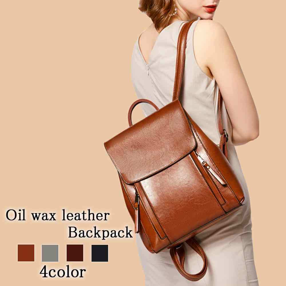 リュック レディース オイルワックス加工牛革バッグ 人気 大人 レザー 軽量 革 四角 アウトドア 大容量 防水 撥水 本革 代 軽い パソコン PC 小さめ ...