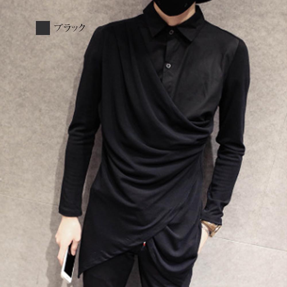 【＼クーポン利用で20%OFF!／】 シャツ メンズ ドレープシャツカットソー 秋 インナー 厚手 ビジネス フランネル 襟付き ブランド スーツ 大きいサイズ おしゃれ 暖かい 春 フォーマル 白 派手 カジュアル 肌着 黒 オフィス ドルマン オシャレ 冬 あったか