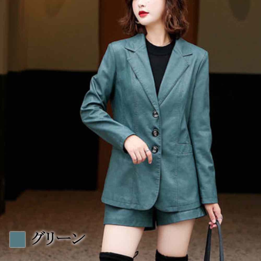 Leather - 【＼クーポン利用で20%OFF!／】 テーラードジャケット レディース レザーテーラードジャケット 大きい ジャケット テーラード コーデュロイ 中綿 チェック ステンカラー トップス レザー ブランド スーツ ブルゾン 厚手 ブレザー アウター 大きいサイズ ニット 春