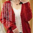 【\クーポン利用で20%OFF!/】 カーディガン レディース フリルニットカーディガン 人気 きれいめ 秋 ロング ブラック ニット ゆったり Vネック 冬 ジャケット おしゃれ 春 暖かい ショート丈 あったか ブランド 大きいサイズ 丸首 フリース ウール オフィス 生地