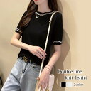 Tシャツ レディース ダブルラインニットTシャツ 涼しい 40代 スポーツ シャツ トレーナー カットソー かわいい 夏 コーデ カジュアル ロング ティーシャ...