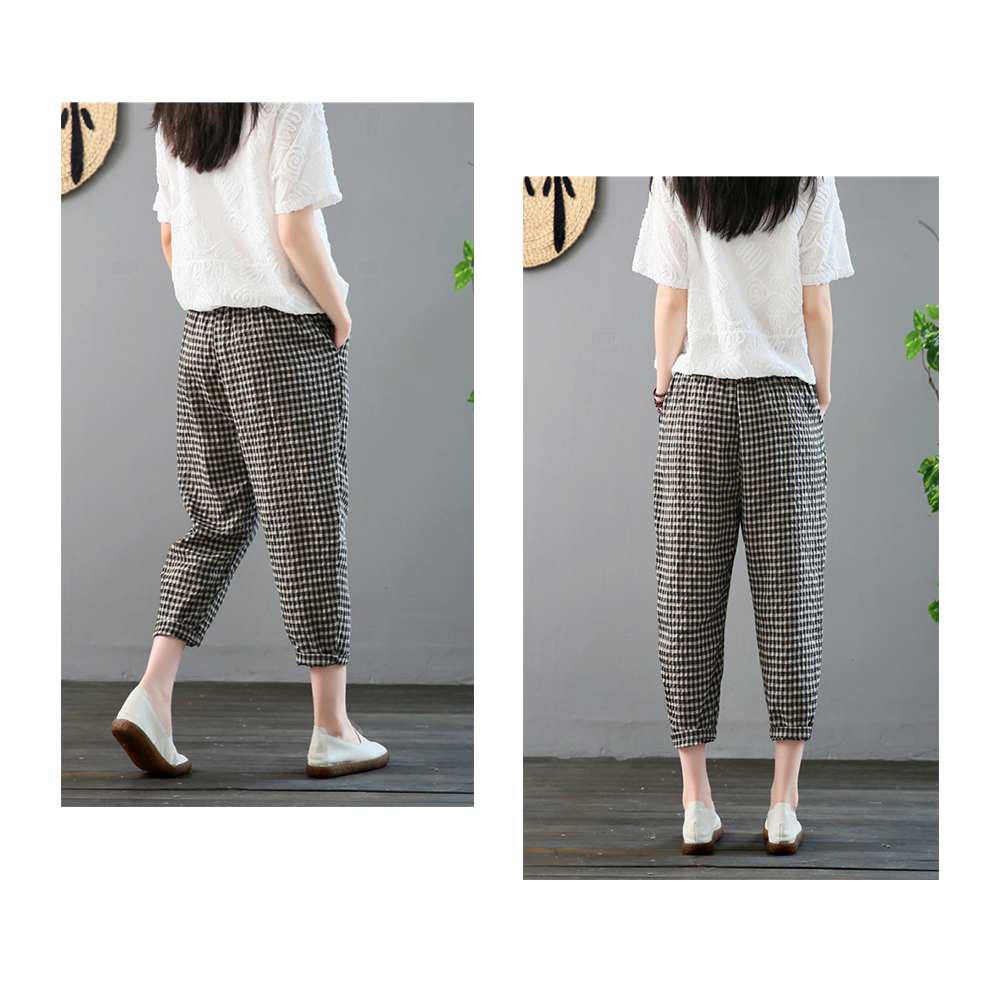 ストレートパンツ レディース ギンガムチェックパンツ おすすめ ゆったり 綿 セン...