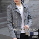 タイムセール SALE 在庫処分セール ブルゾン メンズ チェック柄ダブルジャケット 秋 パーカー  ...