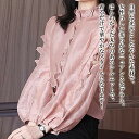 【\クーポン利用で20%OFF!/】 ブラウス レディース フリルシルクブラウス 黒 ノーアイロン ワンピース Tシャツ 春 レース 安い カットソー ブランド...