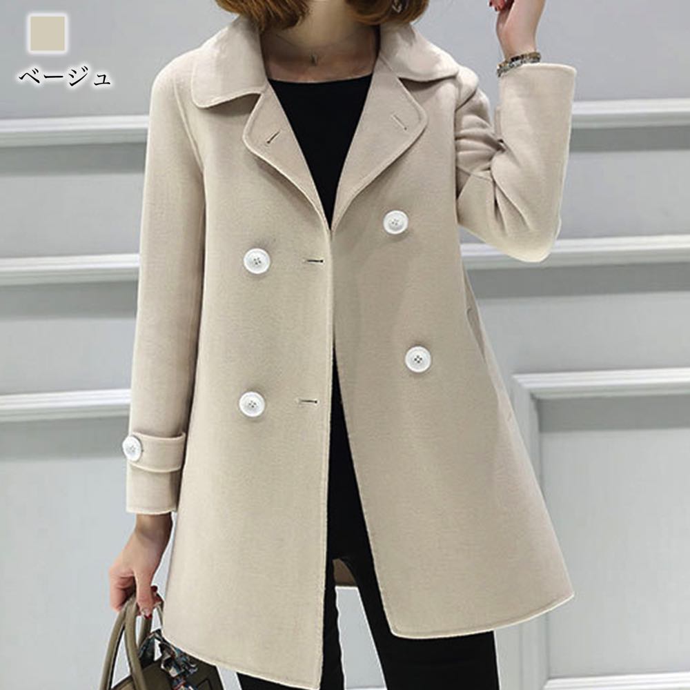 ステンカラーコート レディース ダブルボタンウ...の紹介画像3