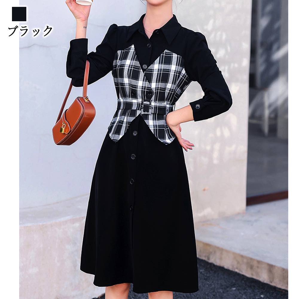 ワンピース レディース チェック柄シャツワンピース 長袖 アウトドア かわいい ブランド Aライン おしゃれ 20代 ネック しっかり 人気 白 大人 40代 ニット きれいめ 大きいサイズ 春 トップス 50代 冬 韓国 カジュアル 厚手 体感 スカート 秋 ロング 前開き 黒 3