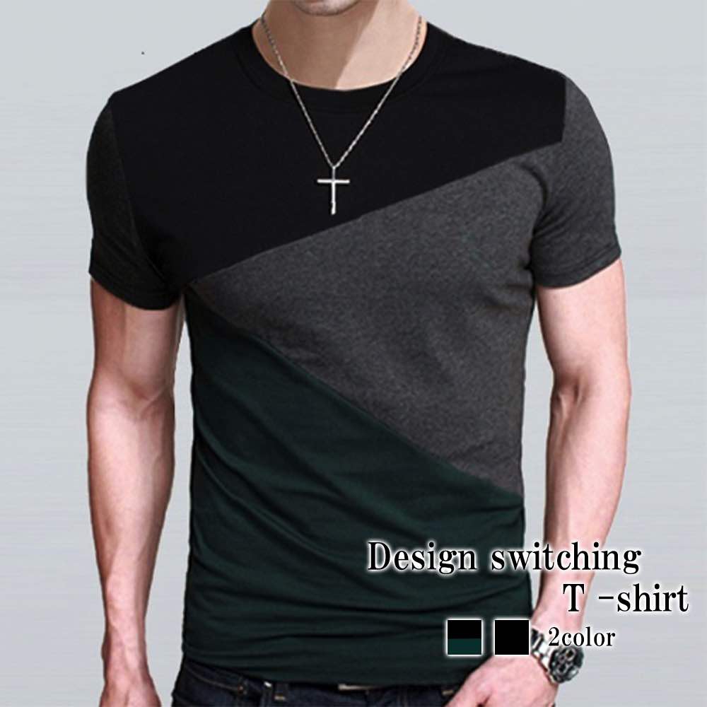 Tシャツ メンズ デザイン切り替えTシャツ おしゃれ ブラック 涼しい 40代 Vネック ロング 綿 肌着 カジュアル スポーツ ワッフル ブランド ゆったり 7分袖 シャツ ポリエステル おすすめ 薄手 ティーシャツ ジャケット オシャレ 春 インナー コットン 夏 人気 半袖