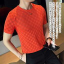 【\クーポン利用で20%OFF!/】 Tシャツ メンズ ブロックチェックTシャツ ブラック おすすめ 半袖 シャツ ブランド オシャレ 涼しい 夏 カジュアル ティーシャツ 肌着 おしゃれ 7分袖 コットン Vネック ワッフル ロング 人気 ジャケット ゆったり インナー
