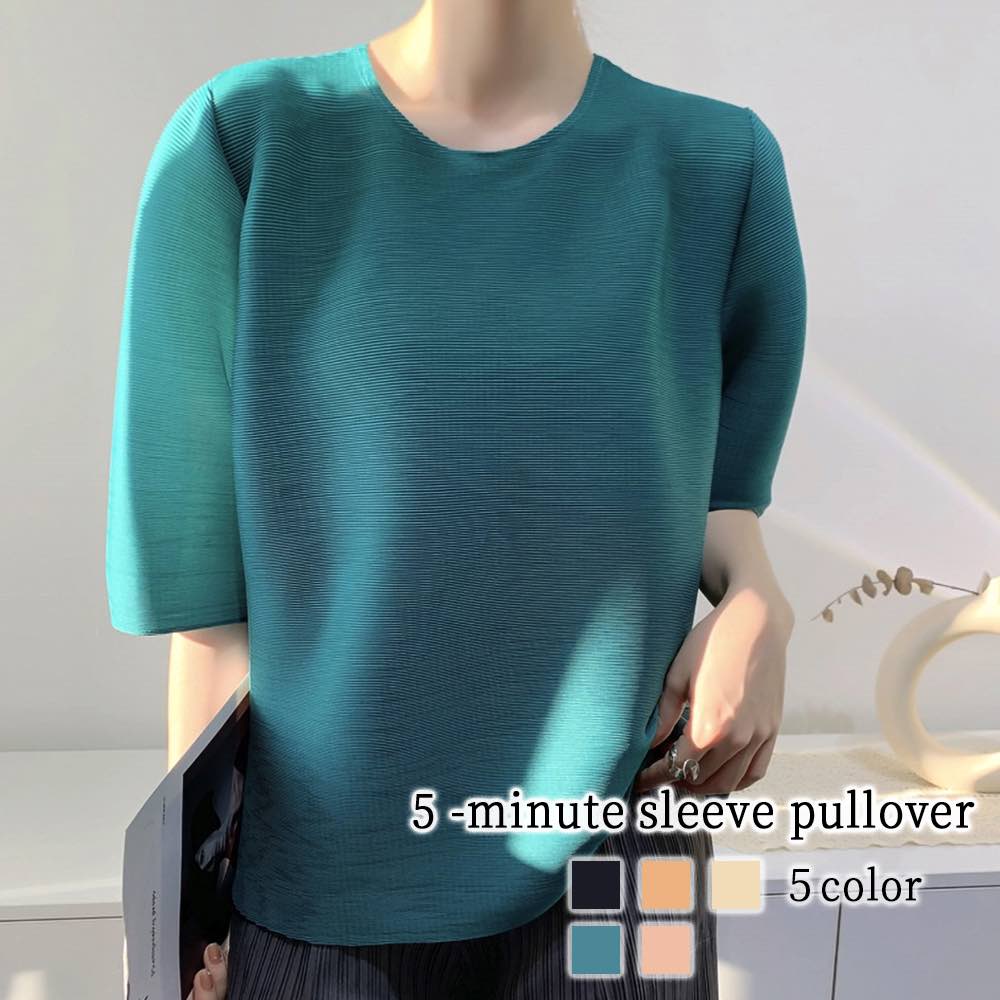 Tシャツレディース5分袖プルオーバ...
