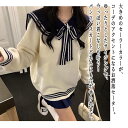 【\クーポン利用で20%OFF!/】 セーター レディース セーラーデザインセーター 柄 タートルネック ニット ノルディック クルーネック ブランド 白 トレーナー 冬 Vネック 長袖 厚手 人気 ふわふわ ケーブル編み ロング ゆる ニットセーター ざっくり ハイネック 秋|詳細画像