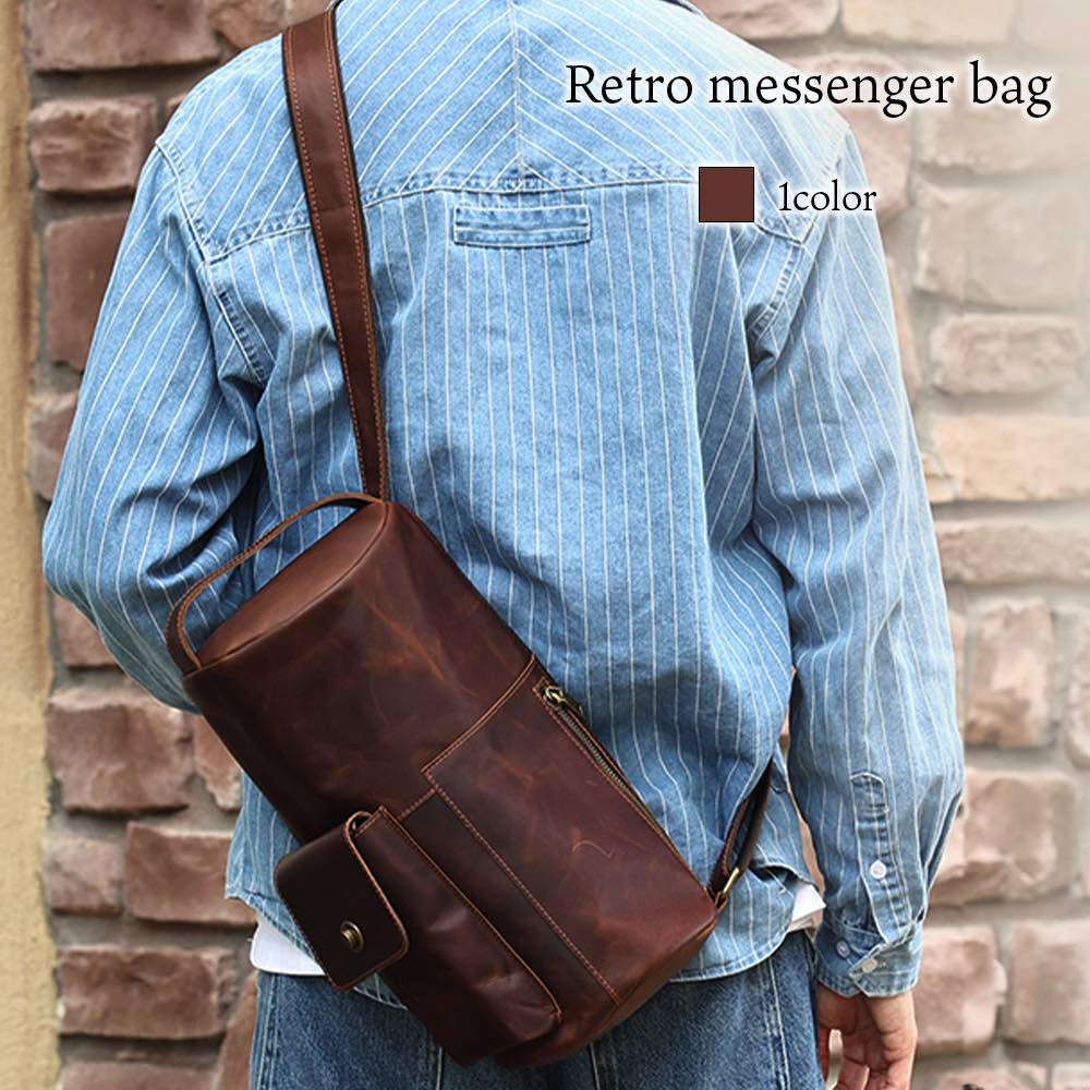 ボディバッグ メンズ レトロメッセンジャーバッグ 防水 人気 かっこいい 秋 レザー 横型 50代 春 小さめ ハイ スポーツ 大容量 ブランド 夏 きれいめ ...