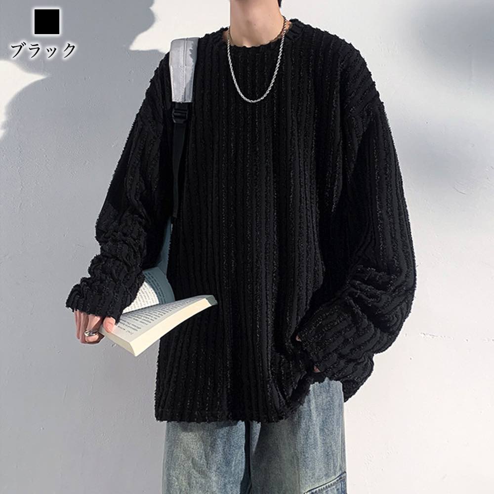 【＼クーポン利用で20%OFF!／】 セーター メンズ 縦ラインルーズロングTシャツ ブランド モード系 ゴルフ ビジネス リブ トレーナー タートルネック ニット 大きいサイズ Vネック 厚手 冬 秋 洗える 長袖 チェック ハイネック 白色 おしゃれ 春 シニア ノルディック weartech-10093492 TOKYO SIC(トウキョウシック) サンプル画像3
