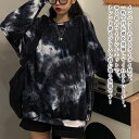【\クーポン利用で20%OFF!/】 トレーナー レディース 染め柄オーバーサイズトレーナー ゆったり ブランド 大きいサイズ 厚手 パーカー 長袖 秋 スウェット かわいい Tシャツ ボア 大人 ワンピース 春 フリース 白 ビッグシルエット ロゴ 無地 暖かい スポーツ あったか