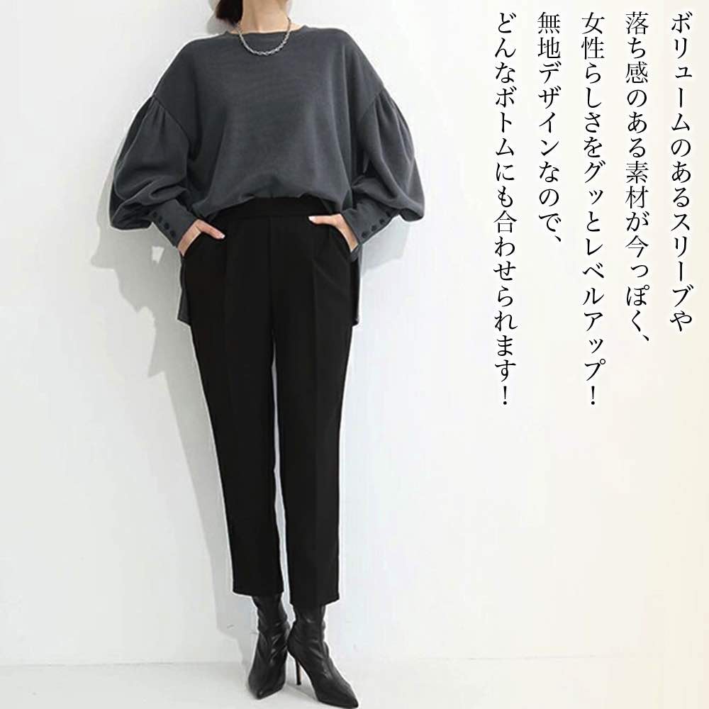 Long-Sleeved - 【＼クーポン利用で20%OFF!／】 ブラウス レディース ボリューム袖プルオーバー 黒 ノーアイロン ワンピース Tシャツ 春 レース カットソー ブランド スーツ オフィス カジュアル 冬 秋 きれいめ 高品質 人気 フォーマル フリル 50代 事務服 厚手 ボウタイ
