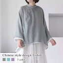 Tシャツ レディース チャイナ風デザインTシャツ ゆったり ブランド 春 キャンバー コーデ 綿 ブラック ブラウス 40代 カットソー カジュアル ロング かわいい トレーナー 冬 厚手 人気 ティーシャツ Vネック 無地 秋 大人 長袖 暖かい おしゃれ シャツ ロゴ スポーツ(4)