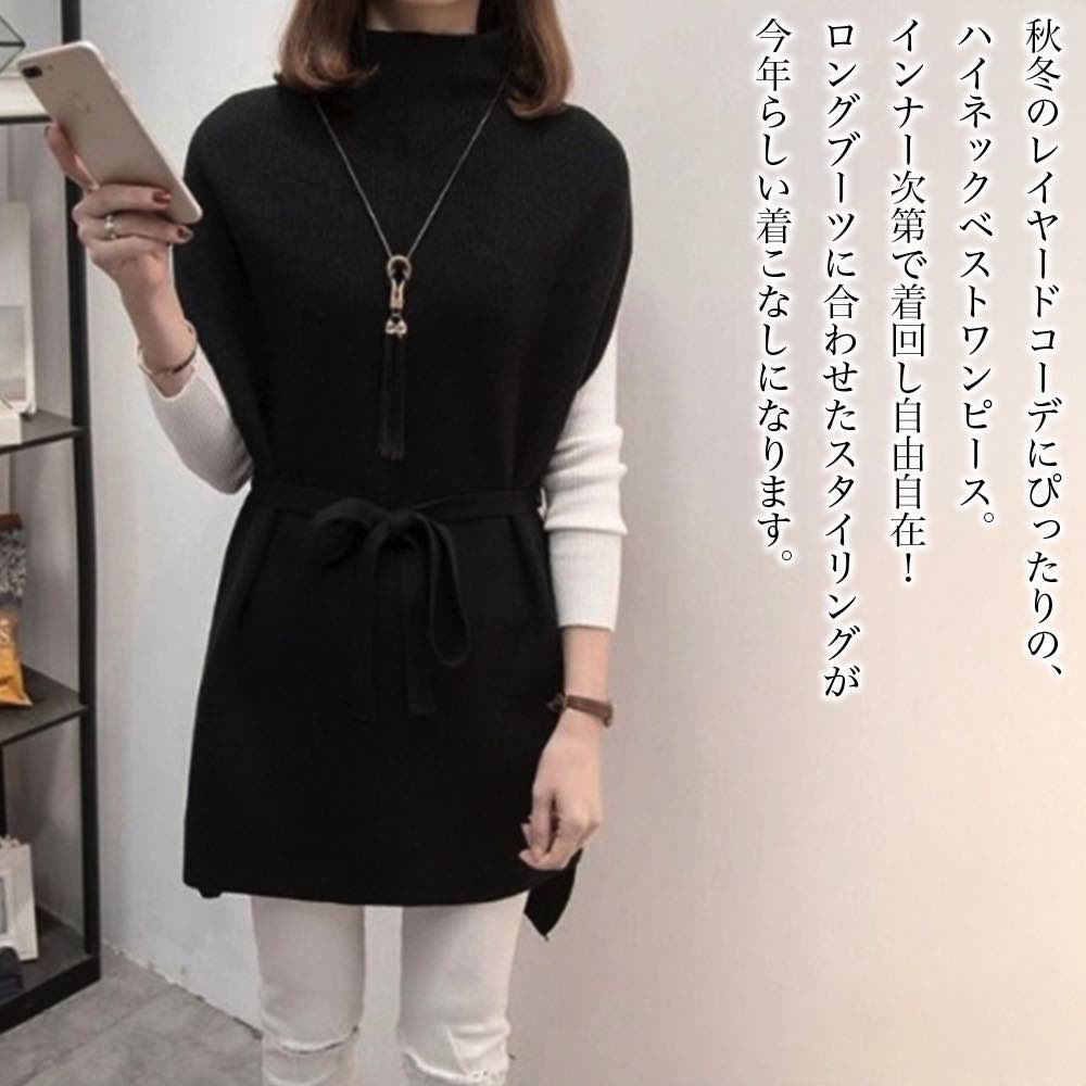 【＼クーポン利用で20%OFF!／】 ワンピース レディース タートルネックベストワンピース 40代 白 秋 おしゃれ 厚手 20代 50代 しっかり 人気 安い アウトドア 大きいサイズ 体感 大人 スカート きれいめ 冬 前開き かわいい 韓国 黒 ブランド Aライン ロング