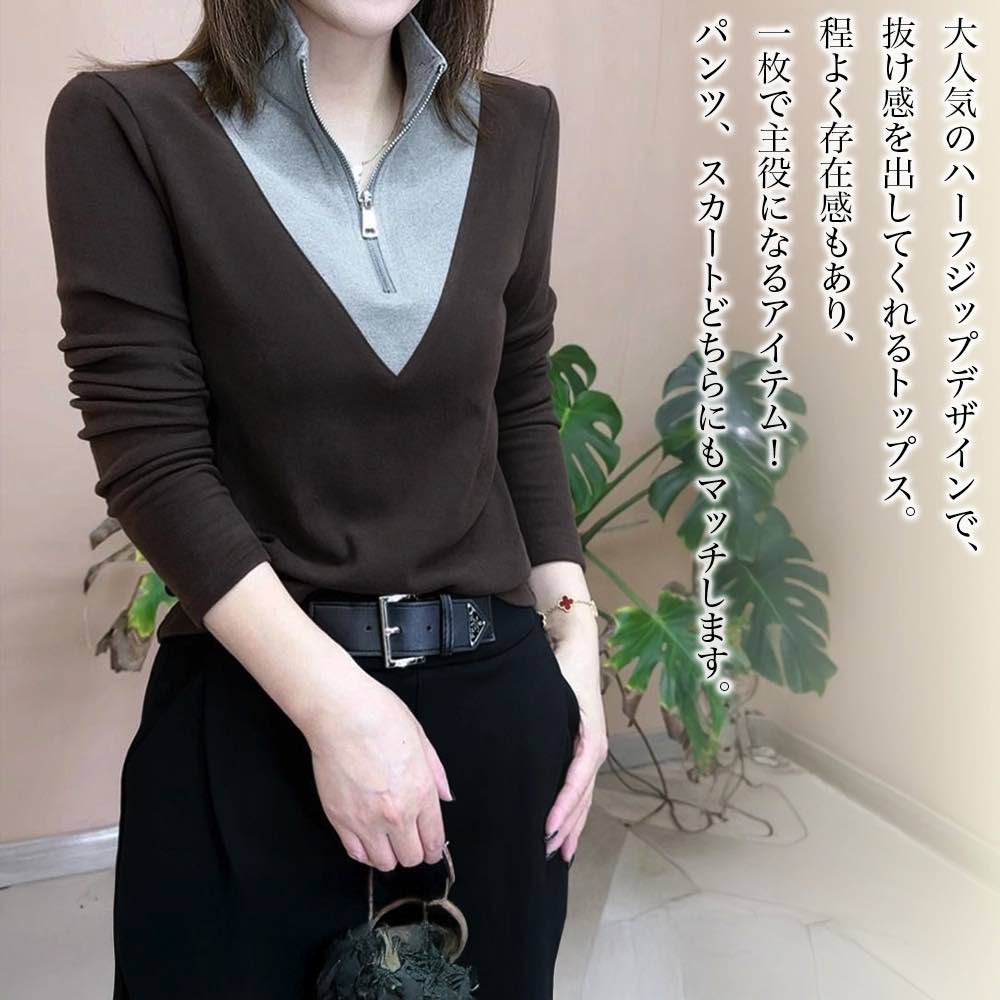 Rakuten - 【＼クーポン利用で20%OFF!／】 ブラウス レディース ハーフジップスタンドネックトップス 厚手 ワンピース フォーマル 秋 冬 スーツ シフォン ボウタイ 白 オフィス カットソー カジュアル レース きれいめ 黒 春 ブランド シャツ 高品質 おしゃれ フリル