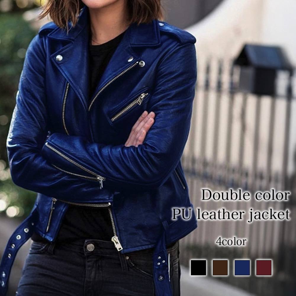 ライダースジャケット レディース ダブルカラーPUレザージャケット レザージャケット バイク 革 50代 冬 サイズ 着こなし 20代 厚手 秋 ライダース コート ショット アウター レザー 春 40代 人気 ブルゾン スエード おしゃれ オフィス ブランド ジャケット 革ジ