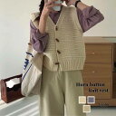 ベスト レディース ホーンボタンニットベスト あったか おしゃれ 秋 フリース ブランド 人気 春 部屋着 スーツ ニット アーガイル 厚手 スポーツ ウール ダウン シニア 冬 お年寄り 羽毛 キルティング 黒 襟なし 可愛い ロング 中綿 キルト アウター インナー 前開き
