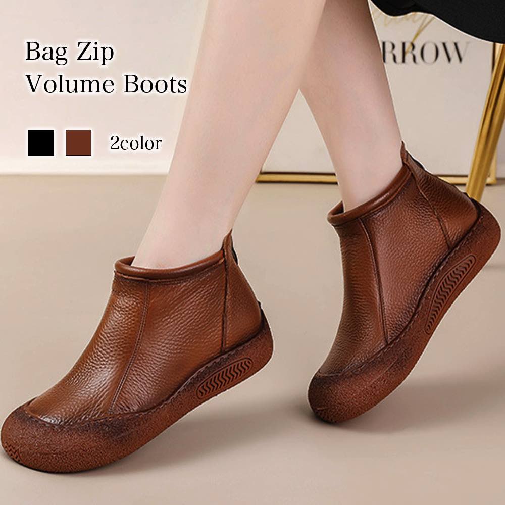 【\クーポン利用で20%OFF!/】 ドレスシューズ レースアップシューズ バッグジップボリュームブーツ 痛くない 革 厚底 オックスフォードシューズ 秋 ブラ...