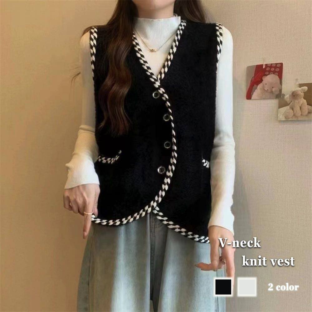 【＼クーポン利用で20%OFF!／】 ベスト レディース Vネックニットベスト インナー おしゃれ キルト ニット キルティング 部屋着 春 シニア 中綿 ブランド ダウン 羽毛 スーツ 黒 ロング あったか 襟なし 前開き 人気 冬 アーガイル 可愛い 厚手 スポーツ 秋