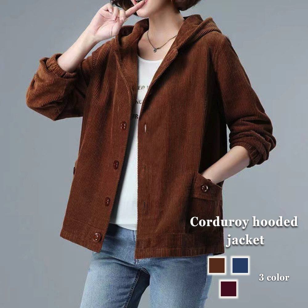 パーカー レディース コーデュロイフード付きブルゾン オーバーサイズ 長袖 ロング あったか ロゴ トレーナー 人気 大きめ 冬 きれいめ かわいい グレー スウェット ブランド 軽量 コーデ 春 秋 ジップ 大きいサイズ 韓国 ジャケット おしゃれ 厚手 肌着 暖かい フリース